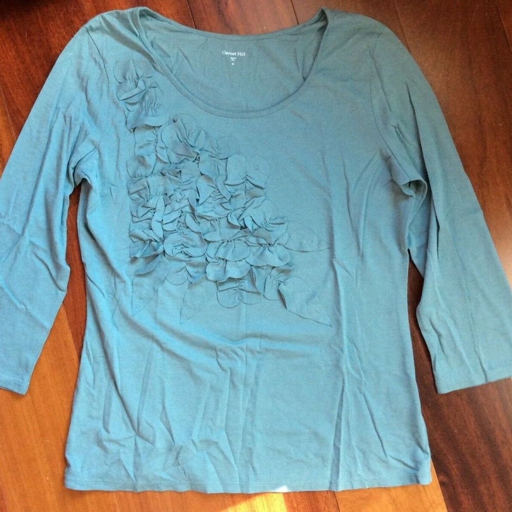 New! Garnet Hill T Medium Dusty Teal Green/Blue